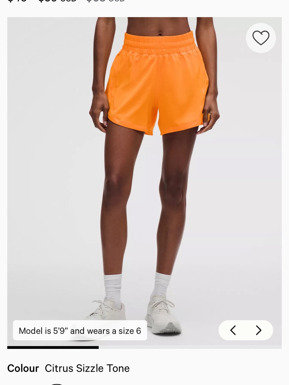 lululemon athletica Citrus Sizzle Tone Orange Athletic Shorts
